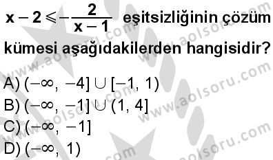 Seçmeli Matematik 1 Dersi 2025-2026 yılı 2. Dönem sınavı 10. Soru