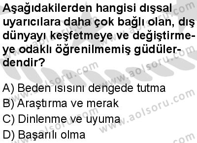 Seçmeli Psikoloji 1 Dersi 2025-2026 yılı 2. Dönem sınavı 8. Soru