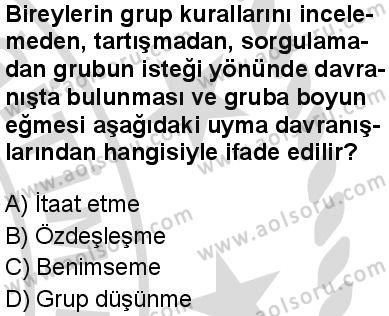 Seçmeli Psikoloji 1 Dersi 2025-2026 yılı 2. Dönem sınavı 10. Soru