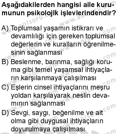 Seçmeli Sosyoloji 2 Dersi 2025-2026 yılı 2. Dönem sınavı 5. Soru