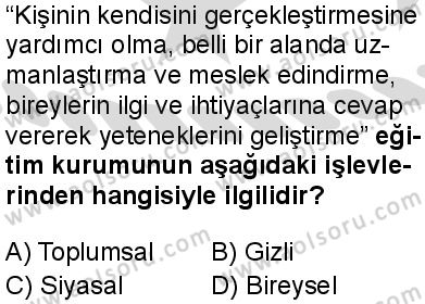 Seçmeli Sosyoloji 2 Dersi 2025-2026 yılı 2. Dönem sınavı 7. Soru