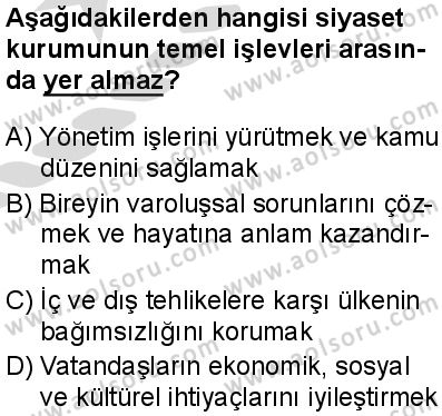 Seçmeli Sosyoloji 2 Dersi 2025-2026 yılı 2. Dönem sınavı 10. Soru