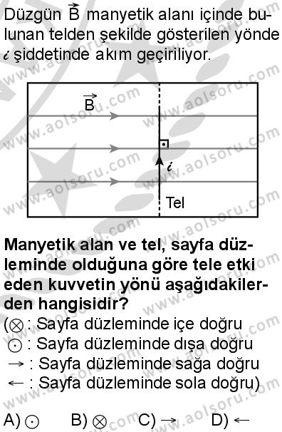 Seçmeli Fizik 2 Dersi 2025-2026 yılı 2. Dönem sınavı 9. Soru
