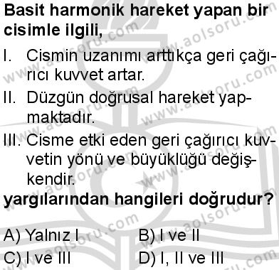 Seçmeli Fizik 3 Dersi 2025-2026 yılı 2. Dönem sınavı 5. Soru