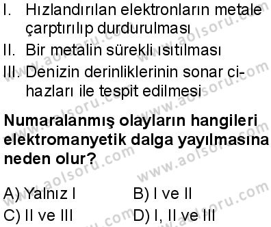 Seçmeli Fizik 3 Dersi 2025-2026 yılı 2. Dönem sınavı 10. Soru