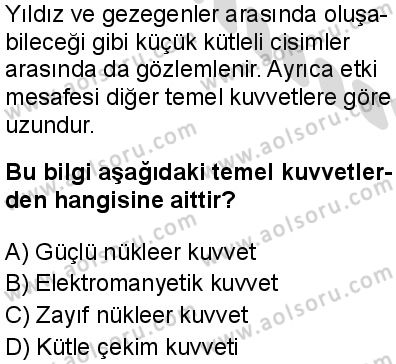 Seçmeli Fizik 4 Dersi 2025-2026 yılı 2. Dönem sınavı 3. Soru
