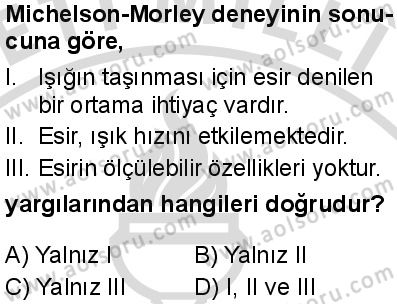 Seçmeli Fizik 4 Dersi 2025-2026 yılı 2. Dönem sınavı 5. Soru