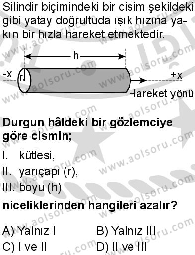 Seçmeli Fizik 4 Dersi 2025-2026 yılı 2. Dönem sınavı 6. Soru