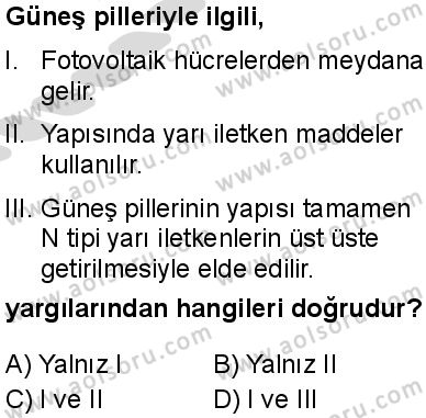 Seçmeli Fizik 4 Dersi 2025-2026 yılı 2. Dönem sınavı 10. Soru