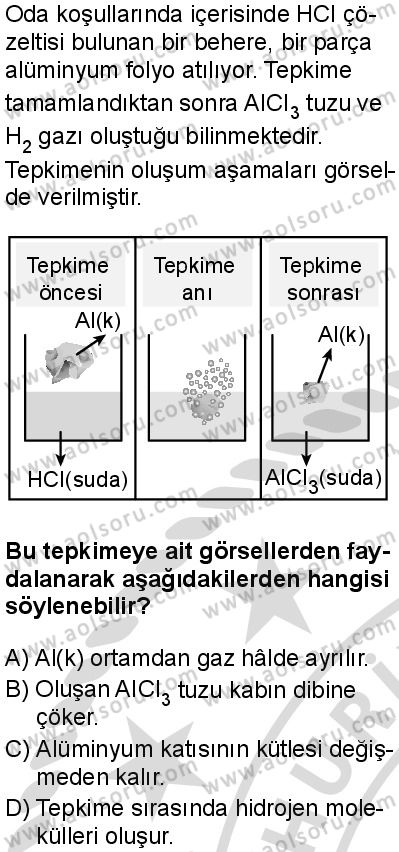 Kimya 3 Dersi 2025-2026 yılı 2. Dönem sınavı 1. Soru