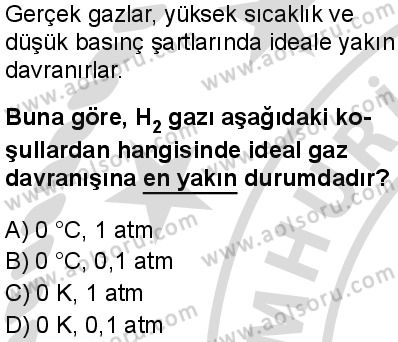 Kimya 3 Dersi 2025-2026 yılı 2. Dönem sınavı 9. Soru