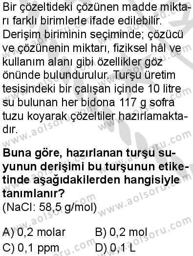 Kimya 4 Dersi 2025-2026 yılı 2. Dönem sınavı 5. Soru