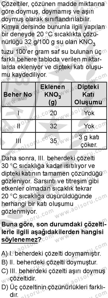 Kimya 4 Dersi 2025-2026 yılı 2. Dönem sınavı 9. Soru