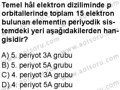 Seçmeli Kimya 1 Dersi 2025-2026 yılı 2. Dönem sınavı 2. Soru