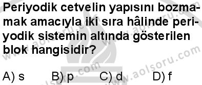 Seçmeli Kimya 1 Dersi 2025-2026 yılı 2. Dönem sınavı 4. Soru