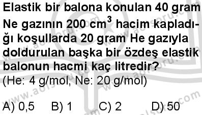 Seçmeli Kimya 1 Dersi 2025-2026 yılı 2. Dönem sınavı 5. Soru