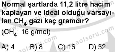 Seçmeli Kimya 1 Dersi 2025-2026 yılı 2. Dönem sınavı 6. Soru