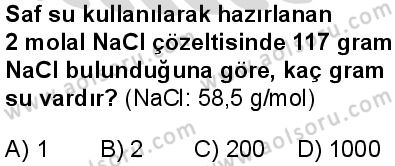Seçmeli Kimya 1 Dersi 2025-2026 yılı 2. Dönem sınavı 7. Soru