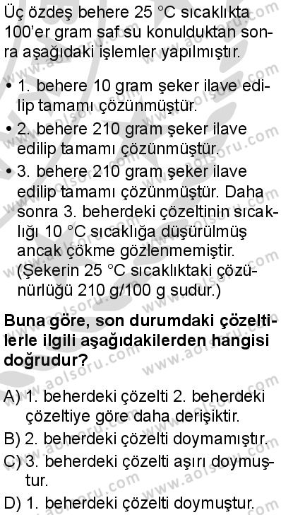 Seçmeli Kimya 1 Dersi 2025-2026 yılı 2. Dönem sınavı 9. Soru