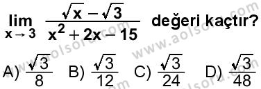 Seçmeli Matematik 4 Dersi 2025-2026 yılı 2. Dönem sınavı 1. Soru