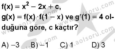 Seçmeli Matematik 4 Dersi 2025-2026 yılı 2. Dönem sınavı 3. Soru