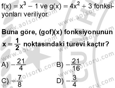 Seçmeli Matematik 4 Dersi 2025-2026 yılı 2. Dönem sınavı 4. Soru