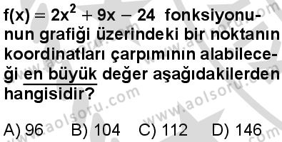 Seçmeli Matematik 4 Dersi 2025-2026 yılı 2. Dönem sınavı 5. Soru