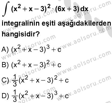 Seçmeli Matematik 4 Dersi 2025-2026 yılı 2. Dönem sınavı 6. Soru