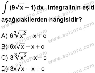Seçmeli Matematik 4 Dersi 2025-2026 yılı 2. Dönem sınavı 7. Soru