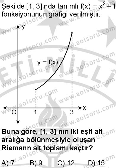 Seçmeli Matematik 4 Dersi 2025-2026 yılı 2. Dönem sınavı 8. Soru