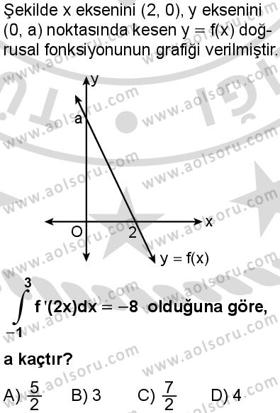 Seçmeli Matematik 4 Dersi 2025-2026 yılı 2. Dönem sınavı 9. Soru