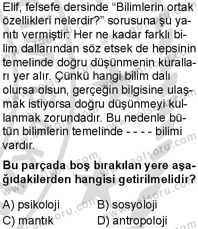 Seçmeli Mantık 1 Dersi 2025-2026 yılı 2. Dönem sınavı 1. Soru