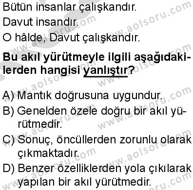 Seçmeli Mantık 1 Dersi 2025-2026 yılı 2. Dönem sınavı 2. Soru