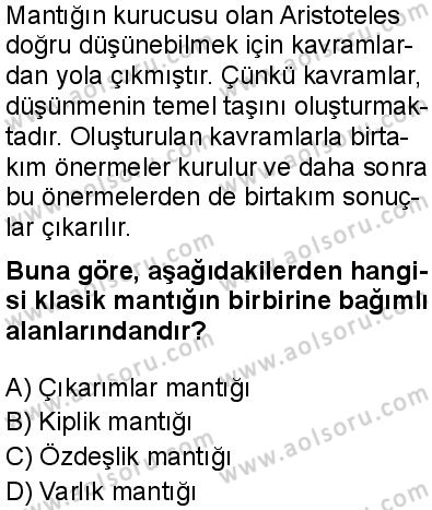 Seçmeli Mantık 1 Dersi 2025-2026 yılı 2. Dönem sınavı 3. Soru