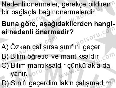 Seçmeli Mantık 1 Dersi 2025-2026 yılı 2. Dönem sınavı 8. Soru