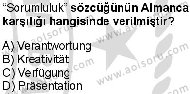 Almanca 6 Dersi 2025-2026 yılı 2. Dönem sınavı 8. Soru