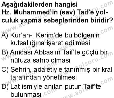Seçmeli Peygamberimizin Hayatı 3 Dersi 2025-2026 yılı 2. Dönem sınavı 1. Soru