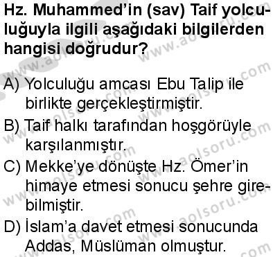 Seçmeli Peygamberimizin Hayatı 3 Dersi 2025-2026 yılı 2. Dönem sınavı 3. Soru