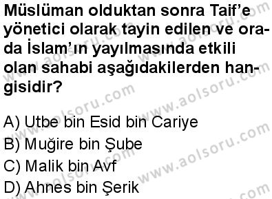 Seçmeli Peygamberimizin Hayatı 3 Dersi 2025-2026 yılı 2. Dönem sınavı 4. Soru