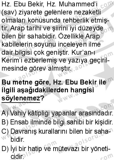 Seçmeli Peygamberimizin Hayatı 3 Dersi 2025-2026 yılı 2. Dönem sınavı 9. Soru
