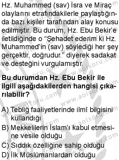 Seçmeli Peygamberimizin Hayatı 4 Dersi 2025-2026 yılı 2. Dönem sınavı 1. Soru