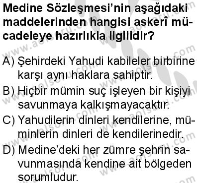 Seçmeli Peygamberimizin Hayatı 4 Dersi 2025-2026 yılı 2. Dönem sınavı 4. Soru