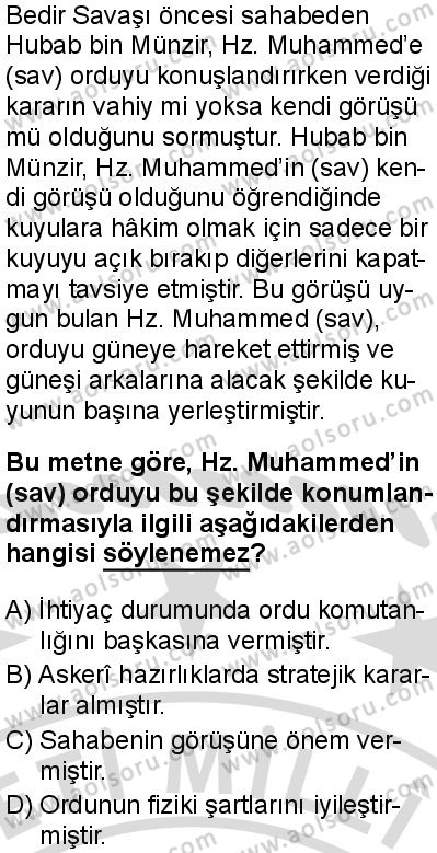 Seçmeli Peygamberimizin Hayatı 4 Dersi 2025-2026 yılı 2. Dönem sınavı 5. Soru