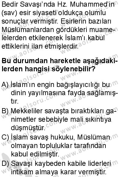 Seçmeli Peygamberimizin Hayatı 4 Dersi 2025-2026 yılı 2. Dönem sınavı 8. Soru