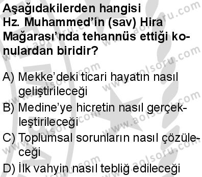 Seçmeli Peygamberimizin Hayatı 4 Dersi 2025-2026 yılı 2. Dönem sınavı 9. Soru