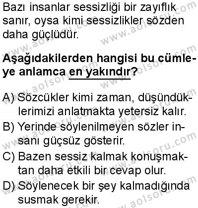 Türk Dili ve Edebiyatı 3 Dersi 2025-2026 yılı 2. Dönem sınavı 2. Soru