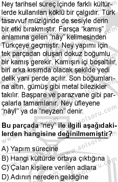 Türk Dili ve Edebiyatı 3 Dersi 2025-2026 yılı 2. Dönem sınavı 3. Soru