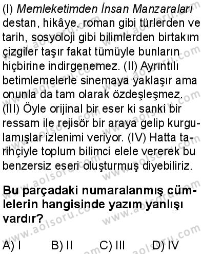 Türk Dili ve Edebiyatı 3 Dersi 2025-2026 yılı 2. Dönem sınavı 5. Soru