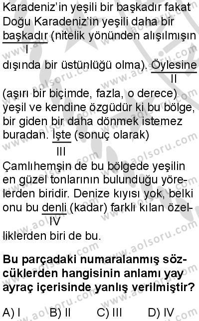 Türk Dili ve Edebiyatı 5 Dersi 2025-2026 yılı 2. Dönem sınavı 1. Soru