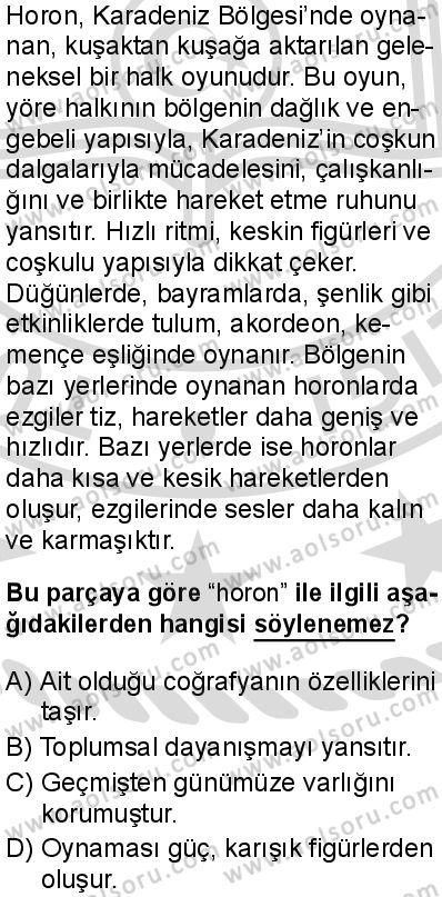 Türk Dili ve Edebiyatı 5 Dersi 2025-2026 yılı 2. Dönem sınavı 3. Soru